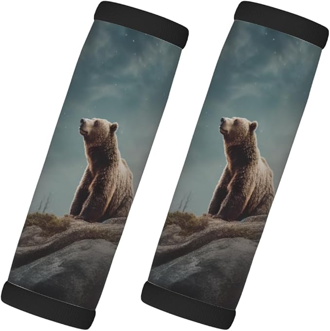 Animal Bear Tree 2 Pack Luggage Handle Wrap Set of Neoprene Luggage Tags for Suitcases Bag Strap Wrap Cover Travel Airplane Accessories Covers Markers Sleeve Grips Identifiers Cruise
