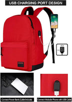 SUPACOOL Casual Laptop Backpack for Men and Women, Backpack for College, USB Charging Port, Lightweight Pack Back(Red)