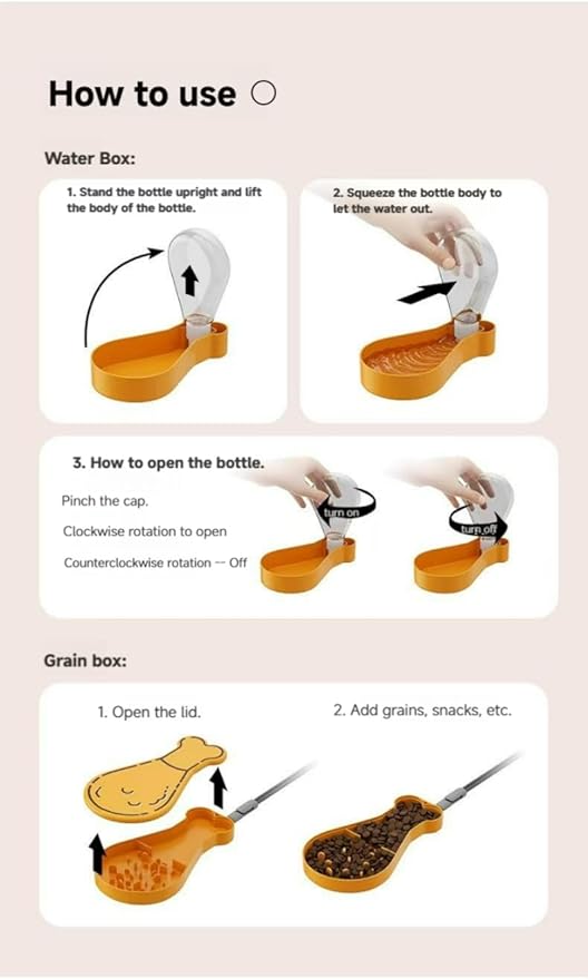 Portable Pet Feeder for Dogs & Cats, Lightweight Hiking/Camping/Road Trip Food & Water Bowl with Lanyard, Cute Bone Shape (Yellow)