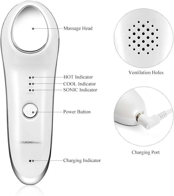 TOUCHBeauty Face Massager Hot and Cold, 42℃/6℃ Vibration Device for Smoother Tighter Face, Portable Facial Lifting Tool for Women, Perfert for Travel, Home