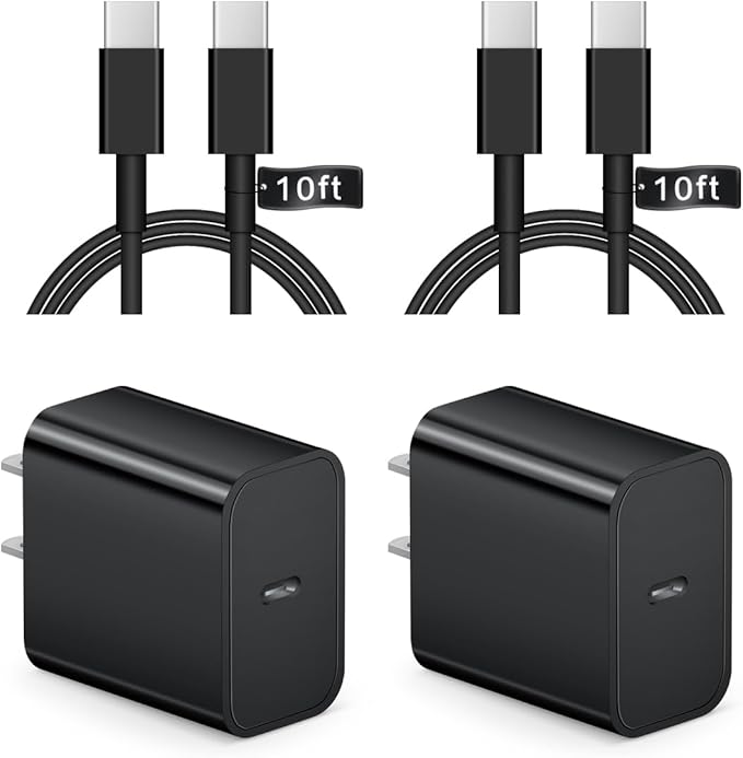 iPhone 17 16 15 Charger Fast Charging 10FT - 20W USB C Charger Block with 10FT Type C to C Cable Compatible with iPhone 17/17 Pro/17 Pro Max/Air/16/16e/15, iPad Pro, iPad Air (Black)