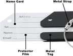 2Pack Black Aluminum Luggage Tag with Name ID Card Perfect to Quickly Spot Luggage Suitcase by Ovener