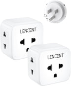 LENCENT 2 Pack EU to US Plug Adapter, European to USA Outlet Adaptor, Travel from Europe to American Outlet, 3 Outlet Extender, Wall Tap, Mini Charger Box, Travel Plug Converter