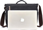 Vintage Genuine Leather Waxed Canvas Briefcase Large Satchel Shoulder Bag Rugged Computer 15.6" Laptop Bag