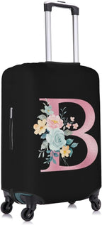 B Alphabet Design Custom Travel Luggage Cover Tag Set TSA Approved Vintage Letter Print Suitcase Protector Men Women (M 22-25 Inch Luggage)