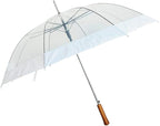 Rain Clear White Umbrella | Water Repellent Strong Metal Shaft and Ribs | Auto Open Rip Resistant Portable Umbrella | Wood Print Resin Handle