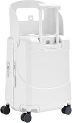 TABU 20" Ride on Luggage with Foldable Seat，Front-Opening Carry On Suitcase with Built-in USB & Type-C Port, TSA Lock and 360° Silent Spinner, for Kids & Adults, White