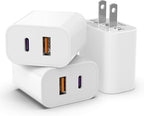 3 Pack i Phone 17 16 15 14 USB C Charger Block, iGENJUN 20W Dual Port QC + PD 3.0 Power Adapter Wall Charger, Double Fast Plug Charging Brick for i Phone 17/17 Pro/16/15/14/X, Samsung Galaxy - White