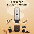 Portable Espresso Machine For Travel, USB-C Charging, Self-Heating Electric Espresso Maker, 19 Bar Mini Coffee Maker On the Go For Camping/Hiking, Ground Coffee & NESPRESSOpods (Champagne)