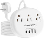 UK Ireland Travel Plug Adapter, US to UK Plug Adapter, Type G Travel Adapter with 3 Outlets 4 USB(2 USB C), 5FT Extension Cord, for US to Scotland London England British Irish Dubai Kenya Hong Kong