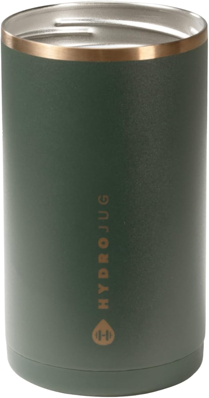 HydroJug Standard Can Cooler - 2-in-1 Insulated Can Cooler Cup - Stainless Steel Can Holder with Non-Slip Rubber Base - Screw-Top Lid - Dishwasher Safe - 16oz, Pine