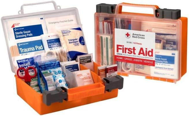 American Red Cross Officially Licensed Product, 25 Person First Aid Kit, 118 Piece Emergency Medical Supplies to Clean & Treat Minor Injuries, Hard Case Box for Home, Business, Job Site, Car