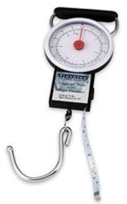 Manual Luggage Suitcase Scale with Built-in Tape Measure Weighs Bags to 75lbs.- Up to 39" Long - Black-One Size