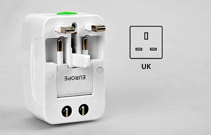 T POWER - Universal World Wide Travel Plug Adapter - White Electronics Worldwide AC Outlet Plugs Adapters for Europe, UK, US, AU, Asia-Blue