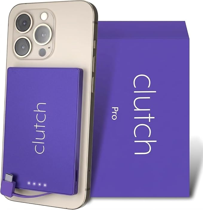 Clutch - Pro USB-C Portable Charger - Compatible with iPhone 15, 16, 17 & Android Devices - Power Bank Magnetic Battery - TSA Travel Approved - USB Rechargeable - Built-in Cable - 5000 mAh - 3.7oz