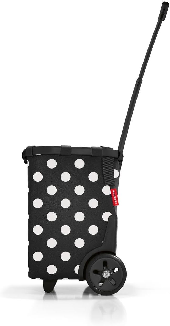 reisenthel carrycruiser dots White - Portable Shopping Trolley with Sturdy Aluminum Frame, Shoulder Strap and Removable mesh Inner Bag -Water-Repellent