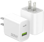 2 Pack 30W USB C Charger Block, Dual Port Type C Wall Charger Fast Charging Power Adapter Cube for iPhone 14/14 Pro/14 Pro Max/14 Plus/13/12/11, XS/XR/X, iPad, Samsung, More