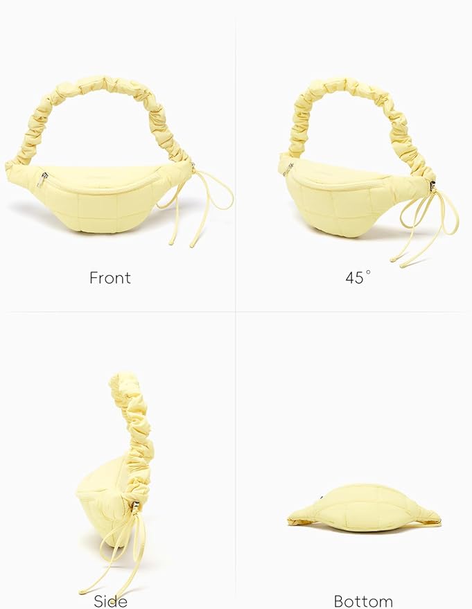 WESTBRONCO Puffer Fanny Packs for Women Small Crossbody Sling Bag, Nylon Quilted Belt Bag for Travel Hiking Running Waist Bag with Adjustable Strap