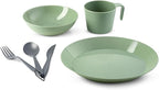 GSI Outdoors Cascadian Table Set I 6-Piece Camping, Backpacking Mess Kit, Plastic BPA Free, Plate, Bowl, Mug, Cup & Cutlery Set
