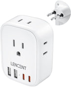 LENCENT Switzerland Travel Plug Adapter, Swiss Power Adaptor with 4 American Outlets, 4 USB Ports(2 USB C), Type J Plug Converter for US to Switzerland, Liechtenstein, Rwanda, Safe Grounded