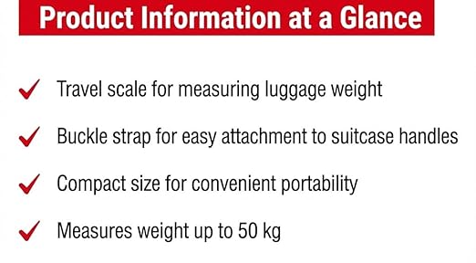 Digital Luggage Scale for Travel - Portable Handheld Weight Scale for Suitcases & Bags - 110lbs/50kg Capacity with LCD Display - 2 AAA Batteries Included (White)