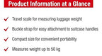 Digital Luggage Scale for Travel - Portable Handheld Weight Scale for Suitcases & Bags - 110lbs/50kg Capacity with LCD Display - 2 AAA Batteries Included (White)