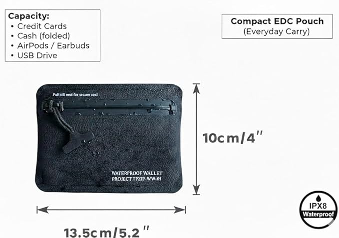 Heavy Duty Airtight Wallet Submersible Waterproof Wallet Protection for Keys, Cards