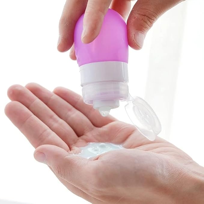 Tvoip 5Pcs 38ml /1.28oz Silicone Refillable Bottle Portable Mini Traveler Packing Bottle Press Bottle(Random Color)