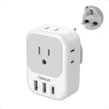 US to UK Plug Adapter PD 20W, TESSAN Type G Travel Converter with 3 USB Charger(1 USB C Port), 4 Outlets Power Adaptor for USA to Qatar Ireland Hong Kong England Scotland Kenya Dubai London British
