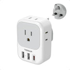 US to UK Plug Adapter PD 20W, TESSAN Type G Travel Converter with 3 USB Charger(1 USB C Port), 4 Outlets Power Adaptor for USA to Qatar Ireland Hong Kong England Scotland Kenya Dubai London British