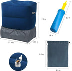 Travel Foot Rest Pillow, Portable Inflatable with Double Hand Pump Adjustable Three Layers Height Pillow for Foot Rest on Airplanes,Cars,Buses,Trains,Office to Sleep on Long Trip