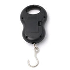 Pocket Portable 50kg/10g LCD Digital Scale Electronic Hand Held Hook Belt Luggage Hanging Scale Backlight Balance Weigting (Black)