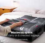 LeanTravel Premium Compression Packing Cubes for Travel - Suitcase Organizer Bags with Double Zipper & Breathable Mesh Panel - Space Saving Carry On Luggage Essentials (1 Medium Bag, Grey)