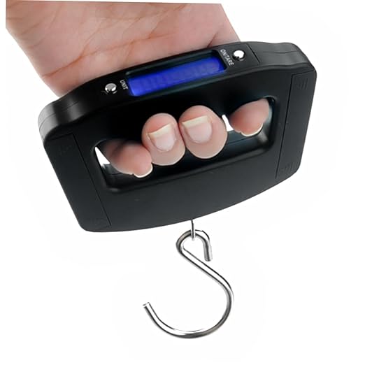 50kg Handheld LCD Digital Luggage Scale Hook Blue Backlight Accurate Weighing Scale for Travel Black Design Multiple Weight Units Lb