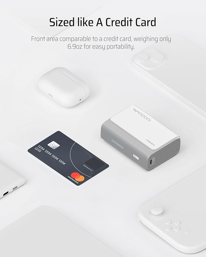 CUKTECH 30W Mini Power Bank, 10000mAh(2S1P) Portable Charger PD3.0 Fast Charging, Dual-Charging Ports Battery Pack, for iPhone 16/15/14/13 Series, Samsung S24/S23/S22, iPad, AirPods, and More (Grey)