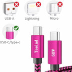 Teeind Type C Cable Fast Charging, Tpc002 3 Pack(3Ft/0.9M 60W) C to Type C Charger Nylon Braided Cord Compatible with iPhone 17/17 pro, 16/16 pro, MacBook, Samsung Galaxy S25/24/23/22, for Daily Use