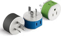 OREI Australia, New Zealand, China Power Plug Adapter with 2 USA Inputs - Travel 3 Pack - Type I (US-16) Safe Grounded Use with Cell Phones, Laptop, Camera Chargers, CPAP, and More