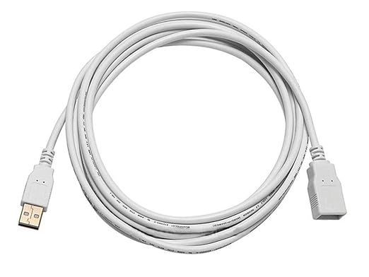 Monoprice 10-Feet USB 2.0 A Male to A Female Extension 28/24AWG Cable (Gold Plated), White (108607)