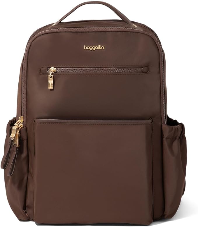 Baggallini Tribeca Expandable Laptop Backpack - 15"x11" Lightweight RFID Computer Bag for Work & Travel with Luggage Sleeve