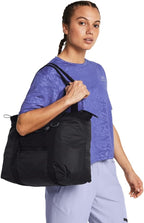 Under Armour Womens Studio Packable Tote Bag, (001) Black / / Metallic Gun Metal, One Size Fits Most