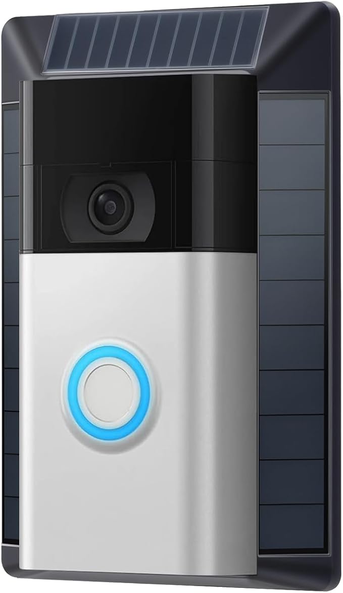 Solar Charger Compatible with Ring Video Doorbell (2020 Release), Micro USB Port Only, Not for USB-C or 2-Prong Ports, Waterproof Solar Panel for Continuous Power