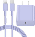 10FT iPhone 14 13 12 Charger Fast Charging 20W PD USB C Wall Charger with 10FT Fast Charging Cable Compatible iPhone 14/13/12/11/Pro/Pro Max/Mini/Xs Max/XR/X, iPad - Purple