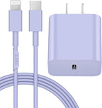 10FT iPhone 14 13 12 Charger Fast Charging 20W PD USB C Wall Charger with 10FT Fast Charging Cable Compatible iPhone 14/13/12/11/Pro/Pro Max/Mini/Xs Max/XR/X, iPad - Purple