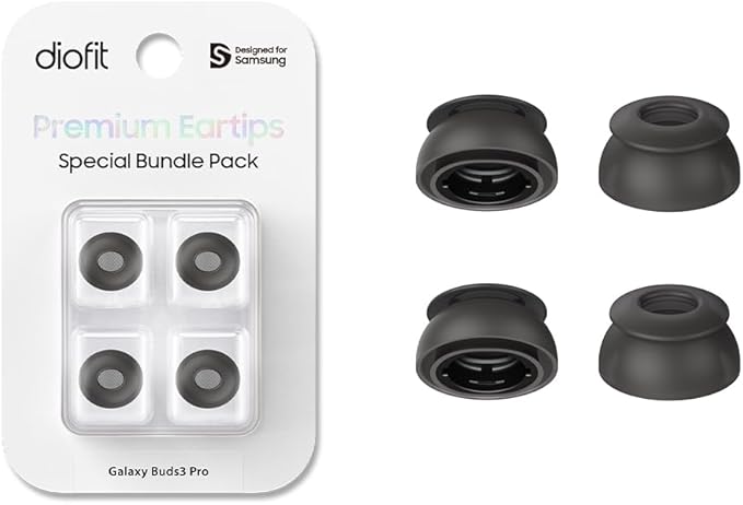 Premium Multi-Flange Eartips for Galaxy Buds3 Pro (Black, Small) – Always Fits, Never Slips