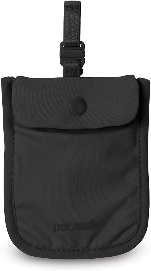 Pacsafe Coversafe S25 Hidden Undercover Travel Bra Pouch for Women (Washable) - Stash up to 6 Credit Cards plus Money and Key with Adjustable, Elastic Strap; Suitable for all Bra Sizes (Black)