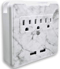 Glamsockets Decorative Wall Mount Surge Protector with 3 Outlets, Dual USB Charging Ports and Phone Holder - USB Charging Center/Multi Function Wall Tap (Carrara Marble)