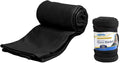 Cloudz Cozy Fleece Airplane Travel Blanket for Your Flight, Car, Camping, Home or Comforting Warmth Anywhere! - Black