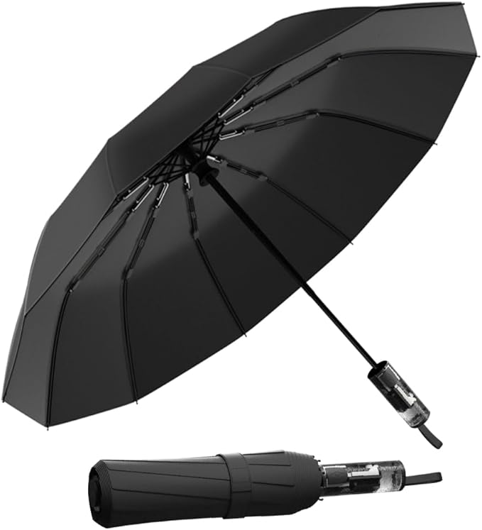 YINBAOGE Compact Travel Umbrella, Automatic Folding Windproof 12 Ribs, 42 Inch Canopy with UV Protection, Durable Lightweight Portable Parasol for Rain & Sun, Fits Car, Backpack, Men & Women