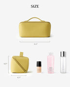 EACHY Travel Makeup Bag, Large Capacity Cosmetic Bag for Women, Waterproof PU Leather, Flat Open Portable Toiletry Bag for Skincare, Brushes & Travel Essentials