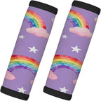 2 Pack Luggage Handle Wrap with Travel Tags - Non-Slip Protective Cover Soft Handle Grips Covers for Suitcase(Rainbow Cloud Star Crown)